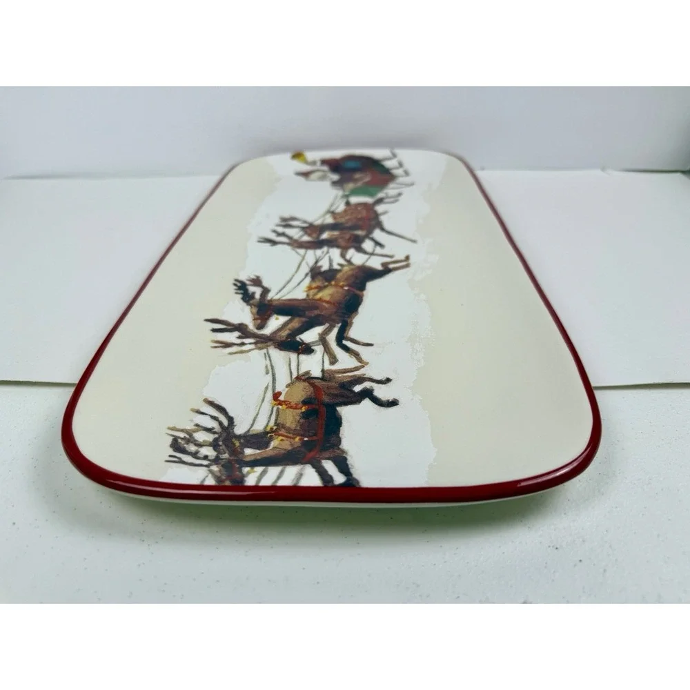 Williams Sonoma Santa & His Reindeer Serving Platter 9